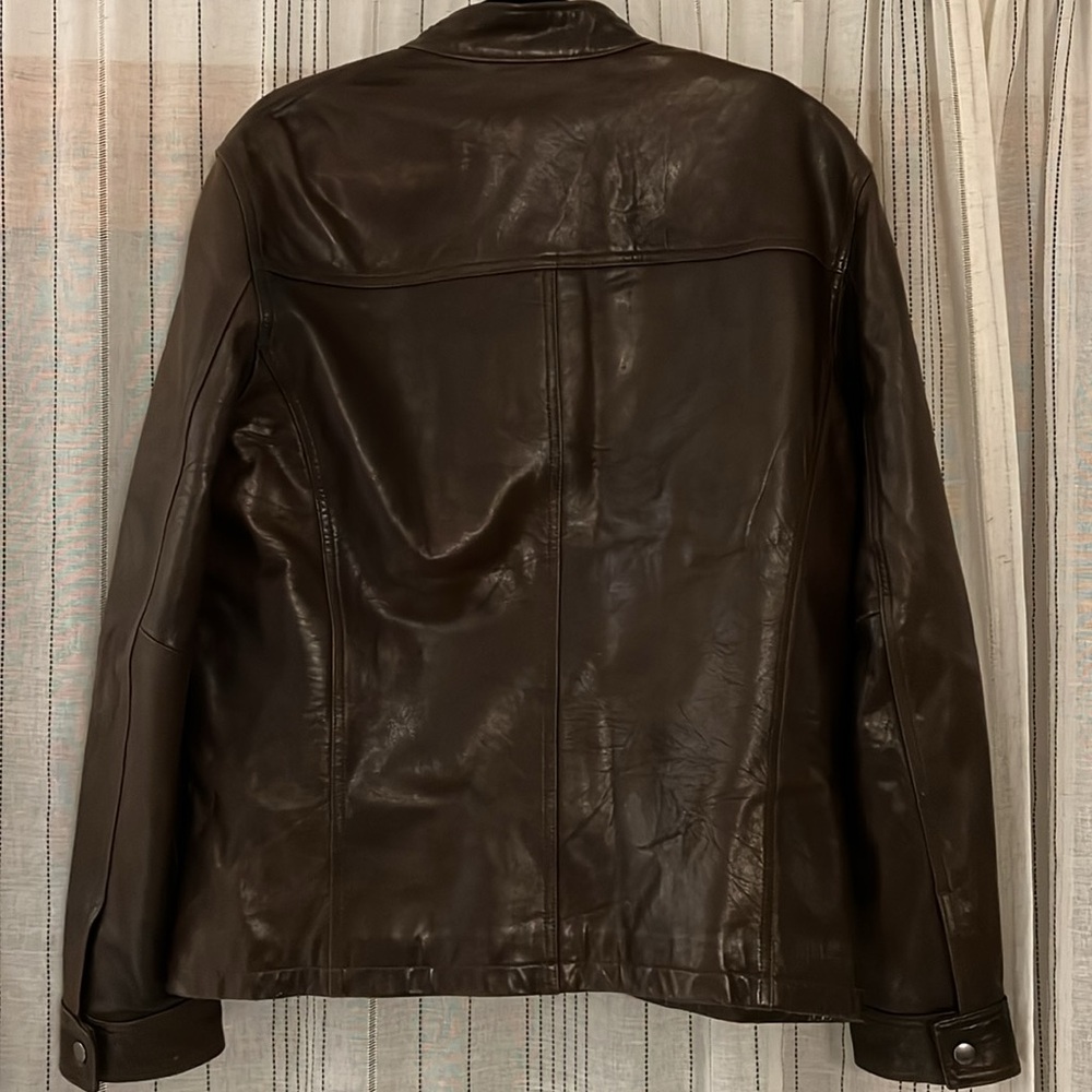 Men’s Express Brown Leather Jacket - Picture 4 of 4
